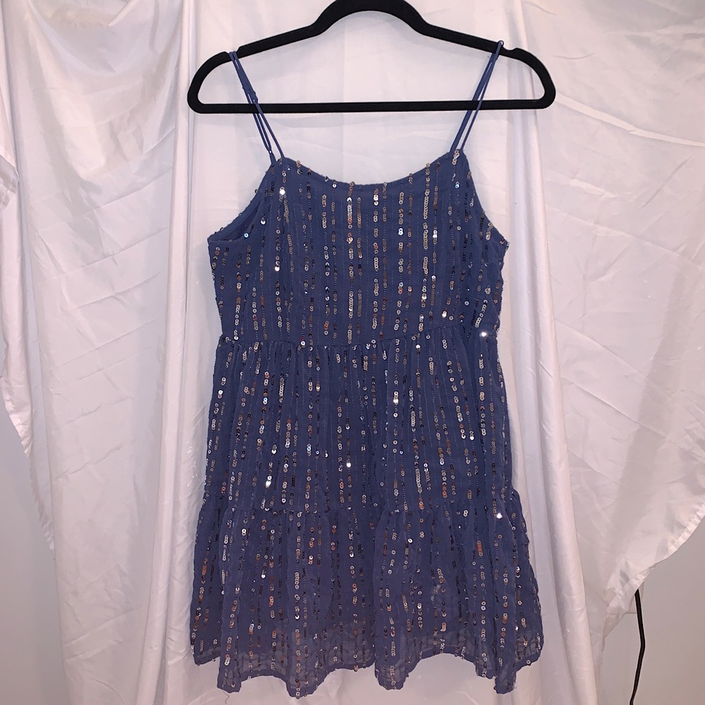 Urban Outfitters Blue Sparkly Babydoll Dress